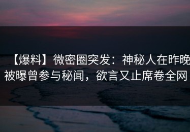 【爆料】微密圈突发：神秘人在昨晚被曝曾参与秘闻，欲言又止席卷全网