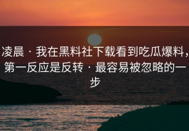凌晨 · 我在黑料社下载看到吃瓜爆料，第一反应是反转 · 最容易被忽略的一步