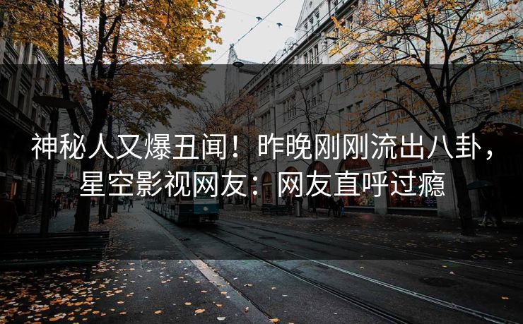 神秘人又爆丑闻！昨晚刚刚流出八卦，星空影视网友：网友直呼过瘾